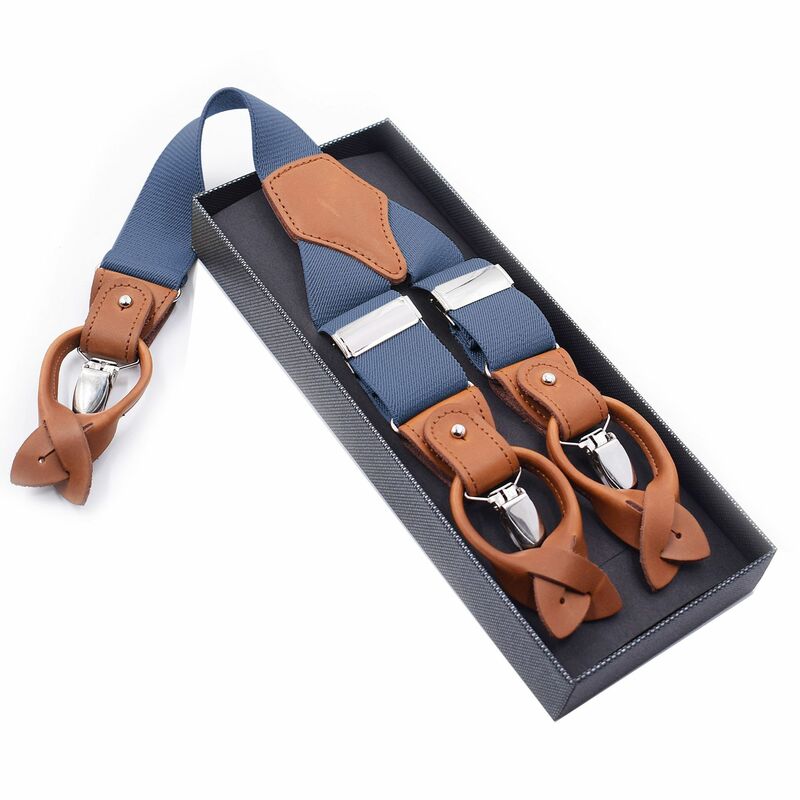 Male Suspenders Fashion Braces Genuine Leather Suspensores Men Trousers Strap 3.5*125cm Retail Package