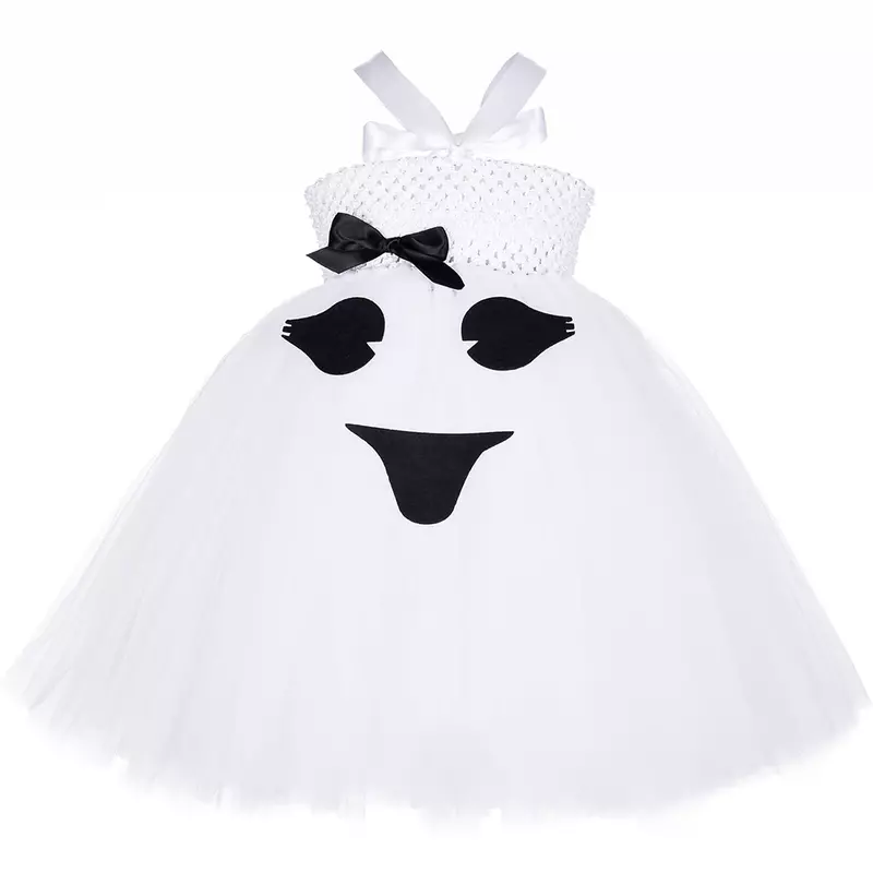 Детский костюм призрака на Хэллоуин, белый костюм Пурим для карнавала, вечеринки, косплея, мультяшное платье-пачка с монстром для маленьких девочек
