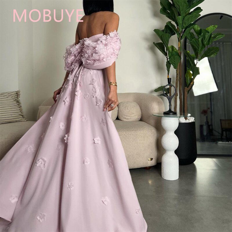 MOBUYE-vestido árabe de Dubái sin hombros para mujer, vestido de graduación sin mangas con longitud hasta el tobillo, vestido de noche elegante para fiesta, moda 2024