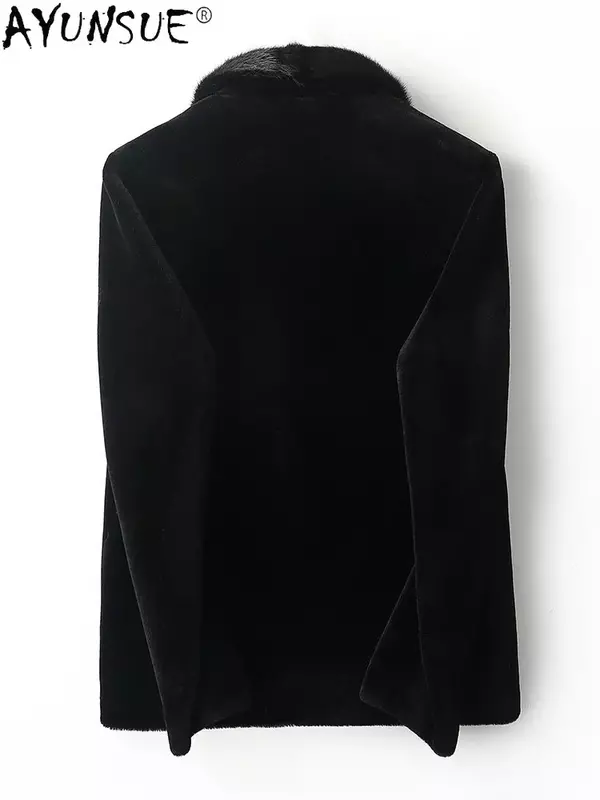 Jaket pria mantel musim dingin 2020 pakaian pria mantel kerah bulu Mink asli 5XL Jaket pria pxr802