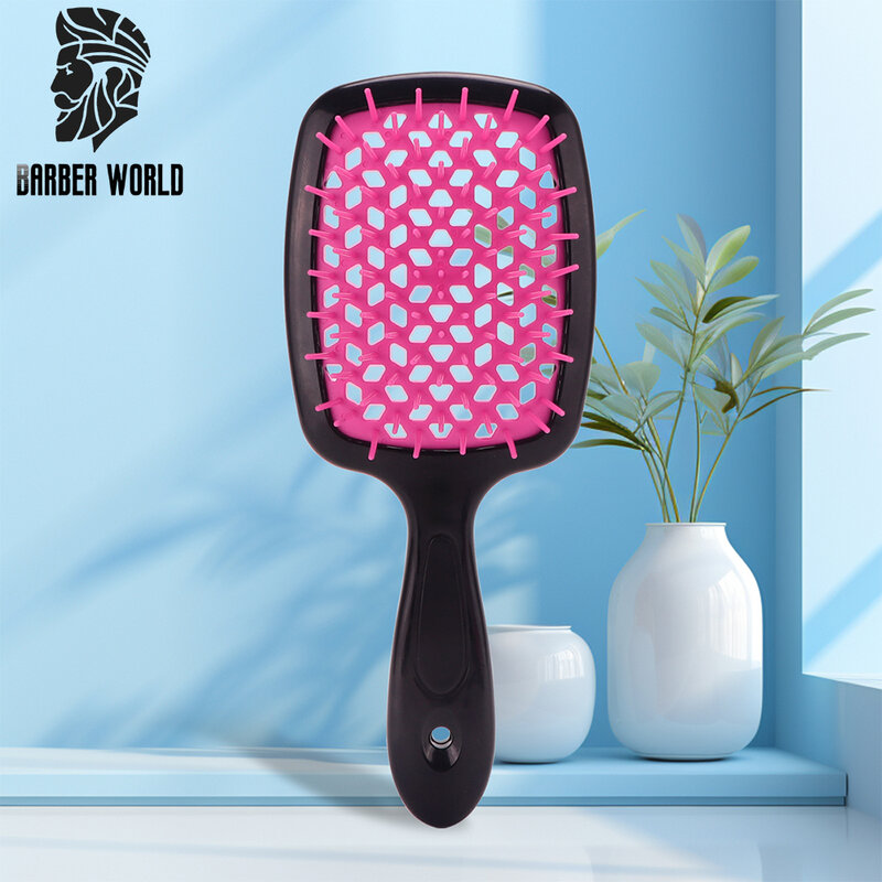 Peigne à coussin d'air à LED plus riche, brosse à cheveux, massage antistatique, support évidé, brosses à cheveux bouclés, outil de coiffage pour barbier