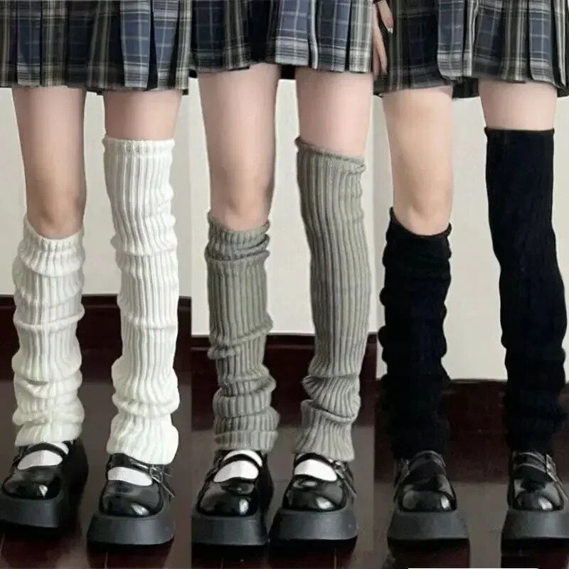 Lolita-Calentadores de piernas para mujer, calcetines largos de punto de lana, cubierta de pie, calentador de brazos Y2K, otoño e invierno, calcetines de ganchillo, puños de bota
