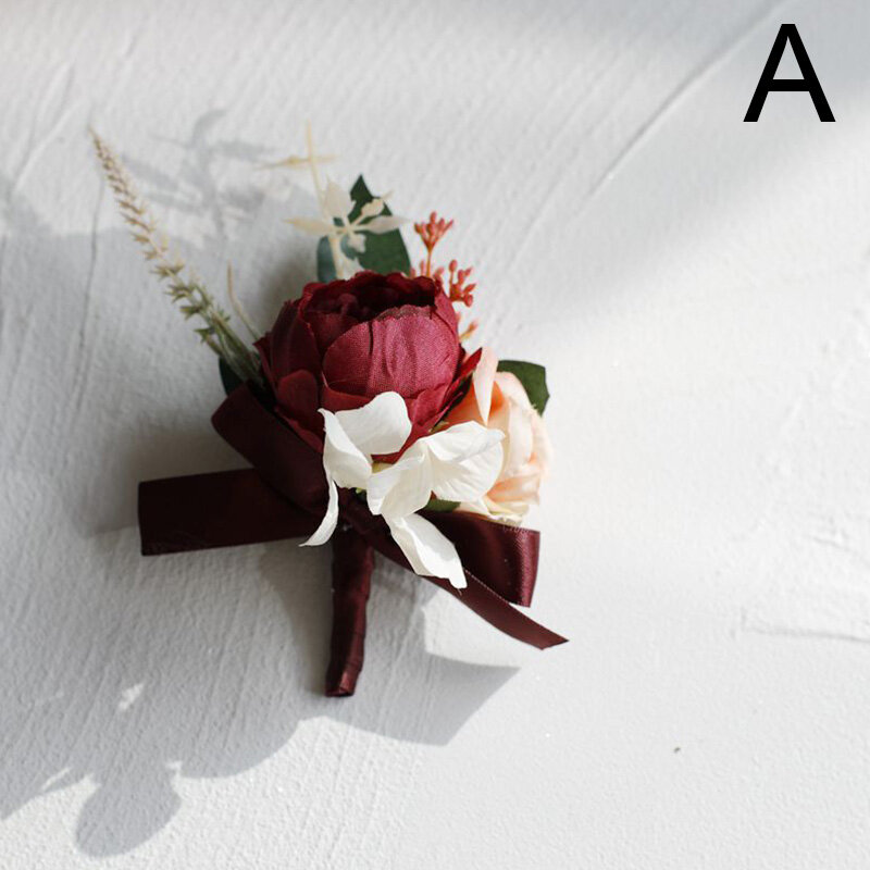 Broche de flor rosa para dama de honor, accesorio de flor para el pecho, boda, muñeca, boda, fiesta