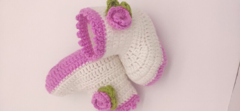 Bebê meias sapatos bootie rosa flor com branco modelo bt001
