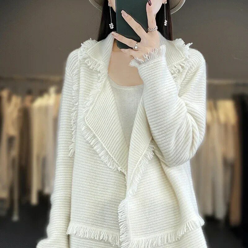Sprzedający się 100% włóczka australijska sweter damski sweter w jednolitym kolorze kaszmirowy, dzianinowy z pełnym rękawem modny sweter damski