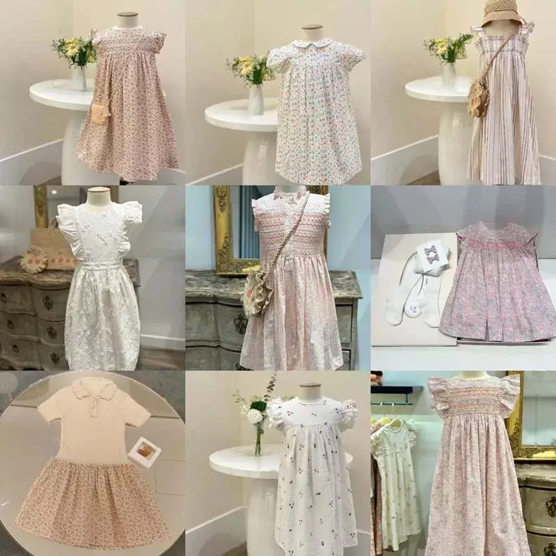 女の子の桜の刺dressドレス、子供の夏のドレス、ブティック服、ビーチの休暇パーティー、プリセールス、aprilで出荷、2024 bp
