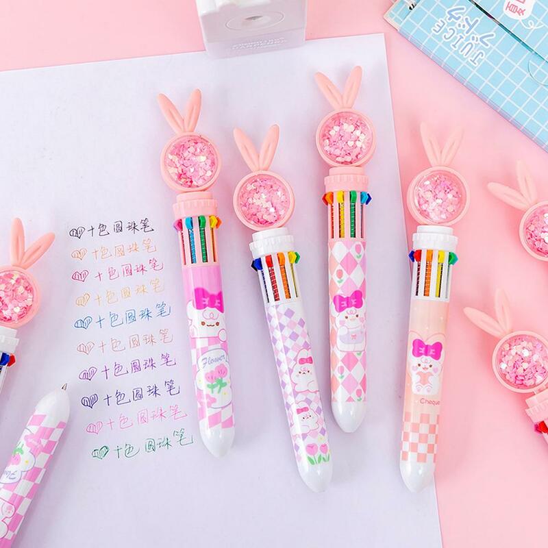 Kawaii Pink Rabbit Ear 10 colori penna a sfera premi a mano School Office Pen Ledger Graffiti Kids Cute Pen Writing S3Y8