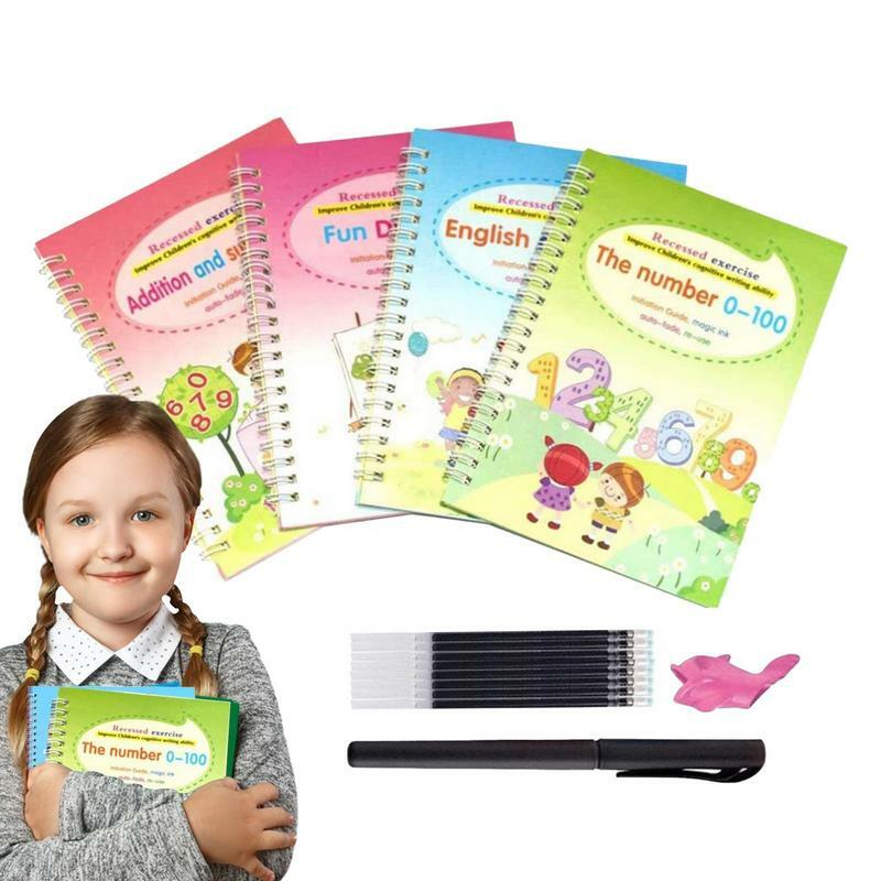 Handwriting Practice Copybook Set for Kids, Early Educational Writing Copybook para Pré-escolar