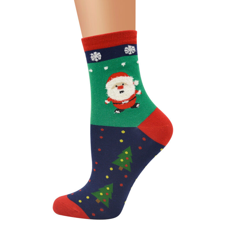 1pair  Christmas Series Socks New Women's Christmas Socks Winter Women's Mid Length Santa Claus Cotton Socks Festival Gifts