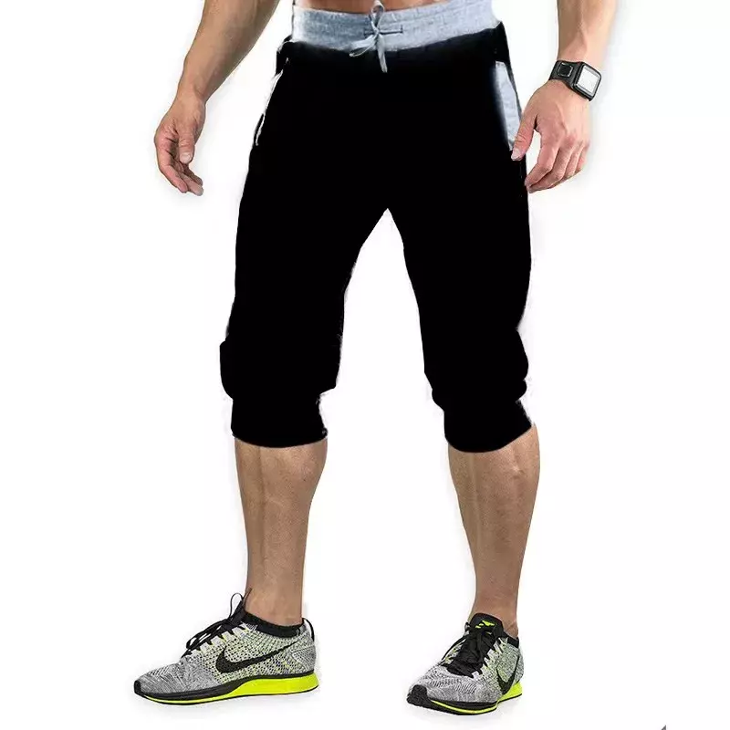 Calções de basculador masculino, casual fitness, corda dupla, calça recortada, moda de rua, calças Homme Track, verão, 2023 £