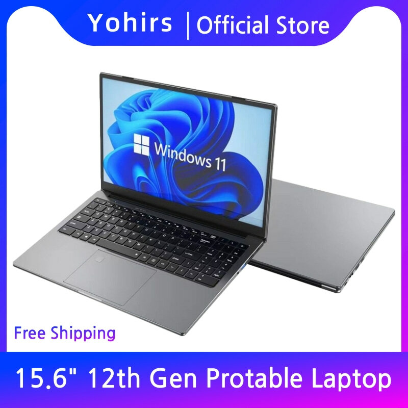 Yohirs – pc portable de jeux 15.6 pouces, Ultrabook avec écran IPS, I5 1240P, 12500H, I7 1260P, 32 go de DDR4, 2 to, NVMe, empreinte digitale, windows 11