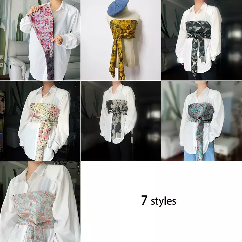 ชุดกิโมโนญี่ปุ่น yukata Obi เข็มขัดผ้าแจ็คการ์ดลายวรรณกรรมชุดเดรส L99ผ้าคาดเอว