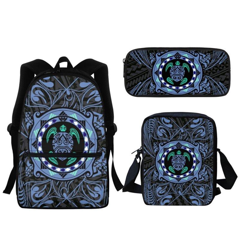 Tribal Polynesian Pattern Zipper School Bag 3Pc Kids Student Girls Backpack Teen Backpack SchoolBags Satchel Bag Gift New 2024