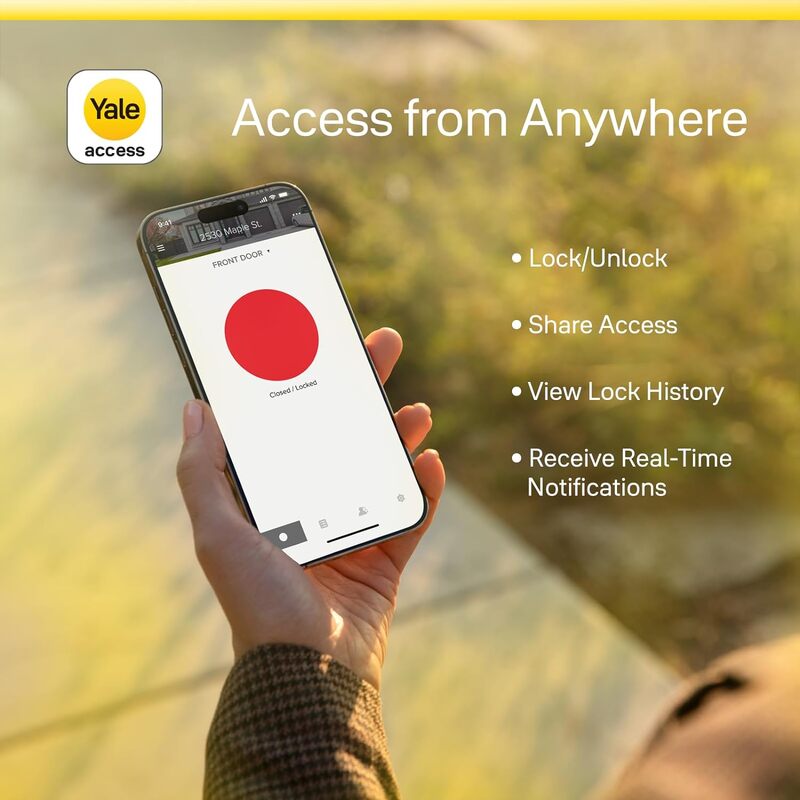 Assure Lock 2 Plus (baru) dengan tombol rumah Apple (Ketuk untuk membuka) dan nikel Satin Wi-Fi