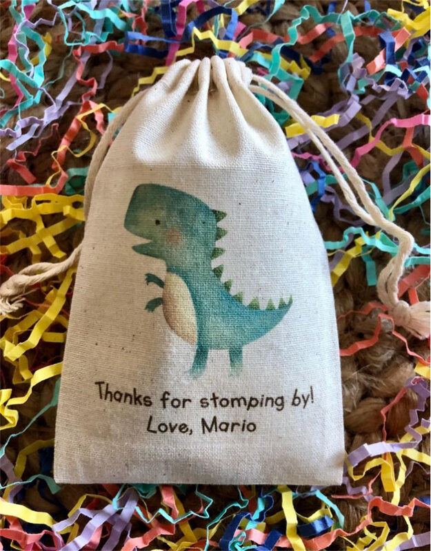 Bolsas de recuerdo de fiesta de dinosaurio para bebé, recuerdo personalizado de cumpleaños, Baby Shower, bolsas de bautismo, 20 piezas