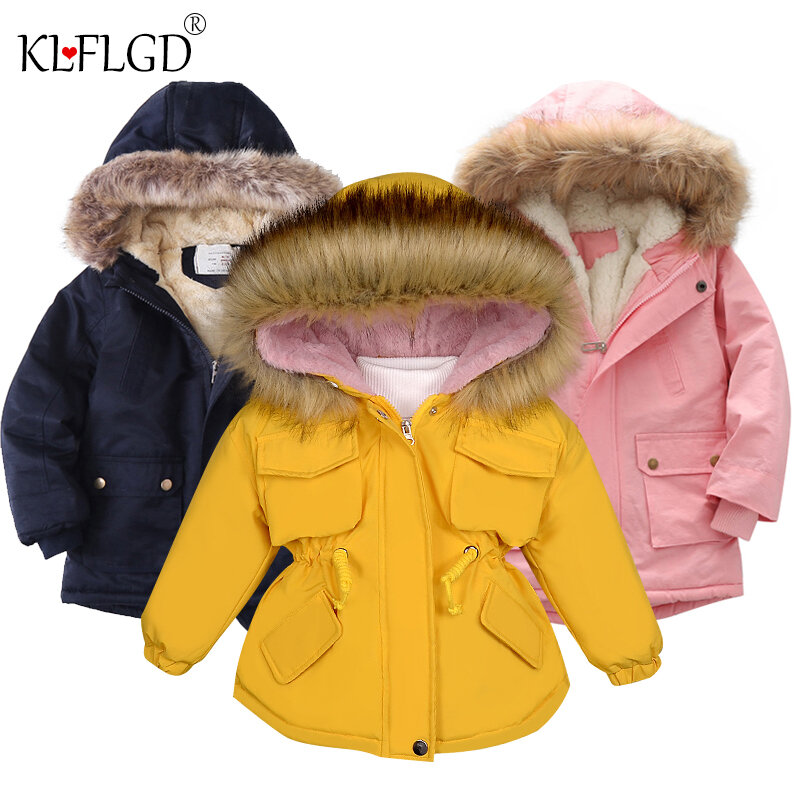 Manteau à capuche en fourrure et jean pour filles, vestes en denim, mode bébé, vêtements chauds, en coton, rembourré, pour enfants en bas âge