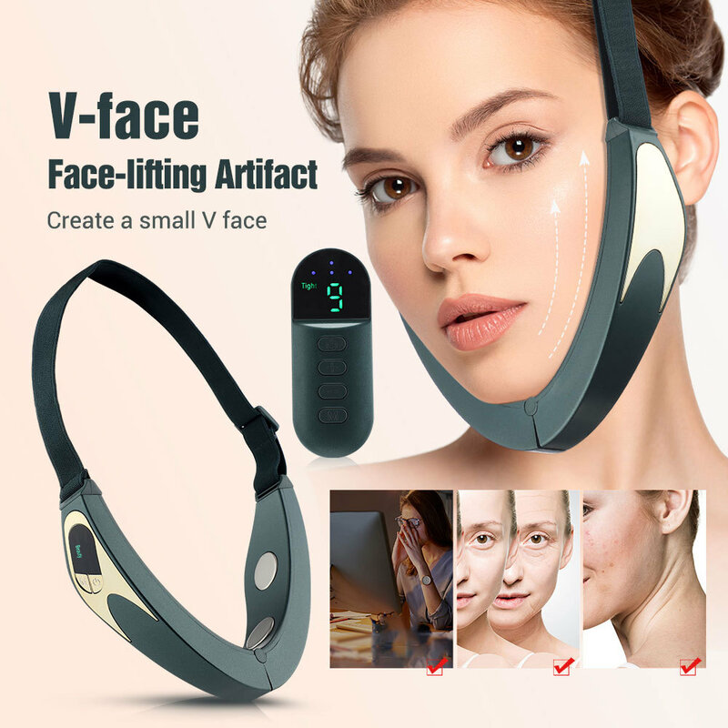 Micro current color light EMS vibration constant temperature facial massage instrument V face lift beauty instrument gift