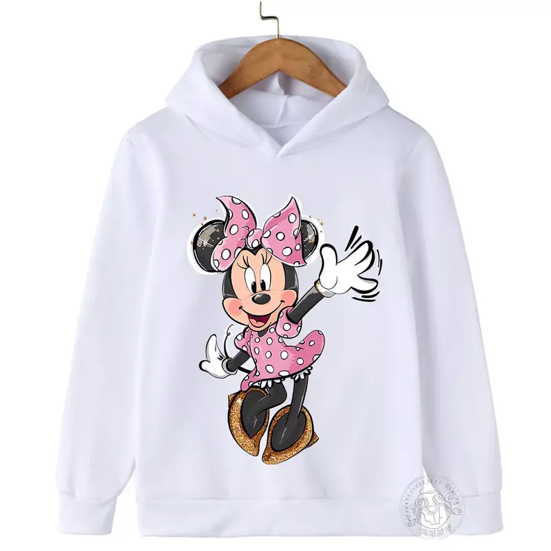 Disney-sudaderas de Minnie Mouse para niño y niña, ropa para niño, Tops, disfraz indefinido para bebé, sudaderas con capucha, 2024