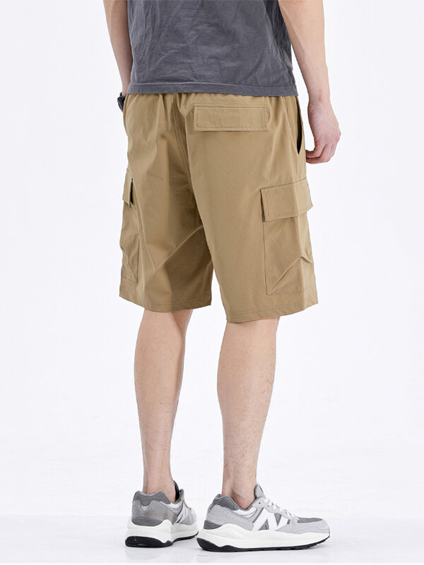 Pantalones cortos Cargo para hombre, Bermudas transpirables de secado rápido, ligeras y finas, color caqui, informales