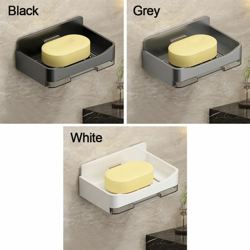 Wall Mounted Soap Dish Fashion ABS Drainable Storage Rack Soap Container Tray Bathroom Kitchen Sink Organizer
