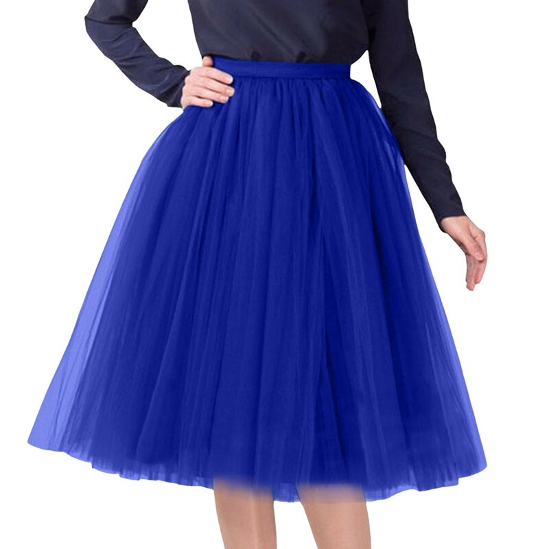 Women Vintage Tulle Skirt Solid Short Tutu Mid Skirts Adult Fancy Ballet Dancewear Party Costume Ball Gown Mini Skirt Summer