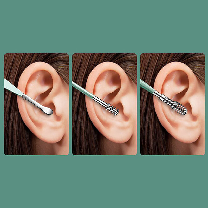 6PCS Ear Cleanser Spoon Health Care Earpick Ear Cleaner Wax Removal Tool Earpick Sticks Earwax Remover Curette Ear Pick Cleaning