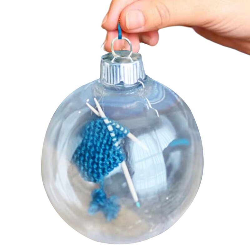 Tricô e Crochet ornamento decorativo bola com pendurado Hoop, Natal Party, Inverno