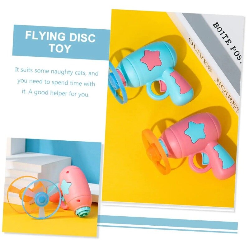 Funny Cat Interactive Teaser Training Toy Games Creative Kittens Mini Bamboo-copter Disc Launcher Toys Pets Supplies Accessories