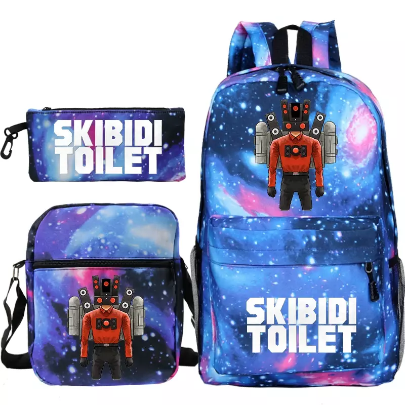 Game Skibidi Toilet Print Backpack 3pcs Set Funny Cartoon Boys Girls School Bags Light Travel Schoolbag High Quality Backpacks