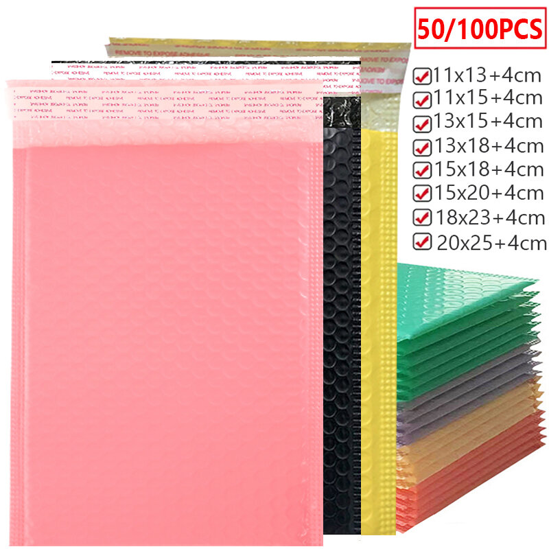 50/100PCS Pink Bubble Mailers Foam Envelope Self Seal Mailer Padded Shipping Envelopes Bubble Mailing Bag Packing Bags Yellow