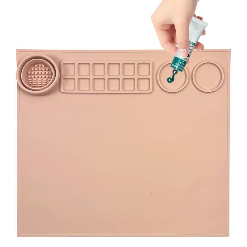 シリコーンマット17 × 15インチ樹脂塗装マットクラフト多機能シリコーンクラフトマットカップとペイントホルダー絵画子供のための