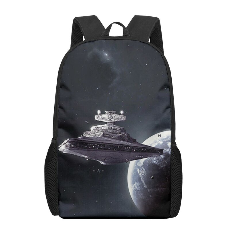 우주 우주선 UFO 프린트 어린이 책 가방, 소년 소녀 학교 가방, 십대 캐주얼 백팩 노트북 가방, 보관 배낭