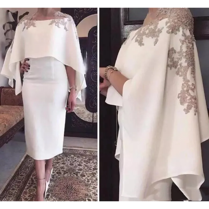 Robes blanches élégantes pour mère de la mariée, gaine de mode, quelle que soit la dentelle appliquée, longues robes formelles de soirée, robes d'invités de mariage
