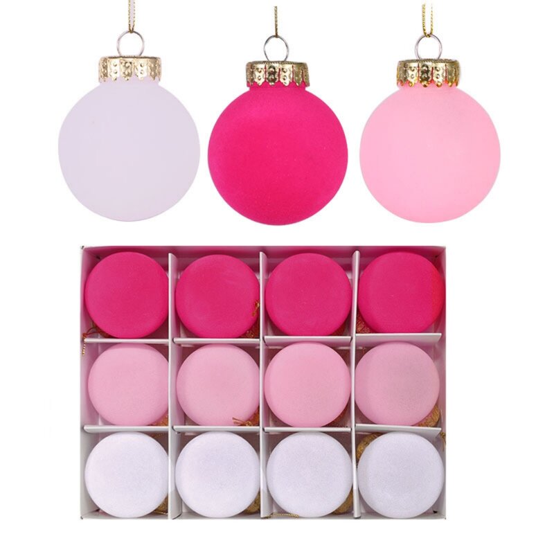 フロックなクリスマスボール、アソートブルーズ、クリスマスツリー用の吊り下げ装飾、卸売、6cm、12個