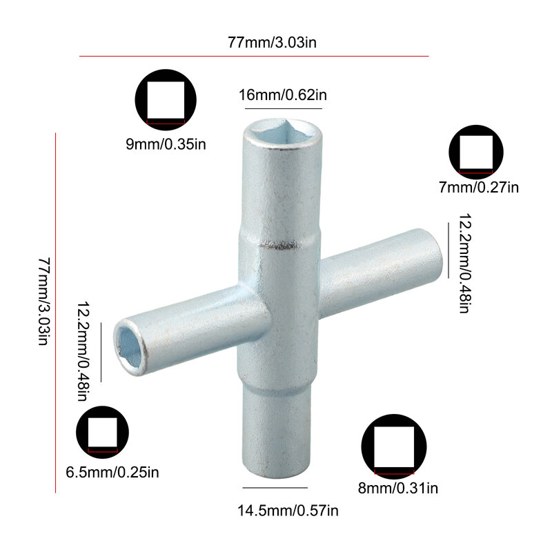 Chiave Hardware 40Cr acciaio 7.7*7.7cm chiave per bagno chiave per rubinetto a croce utensili manuali sostituzione argento durevole