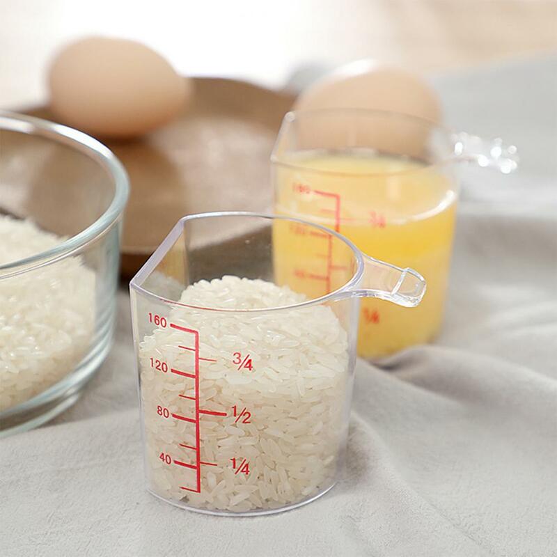 Gelas ukur nasi plastik 180ML presisi, dengan pegangan memasak pengukuran tepat cangkir nasi dapur alat ukur