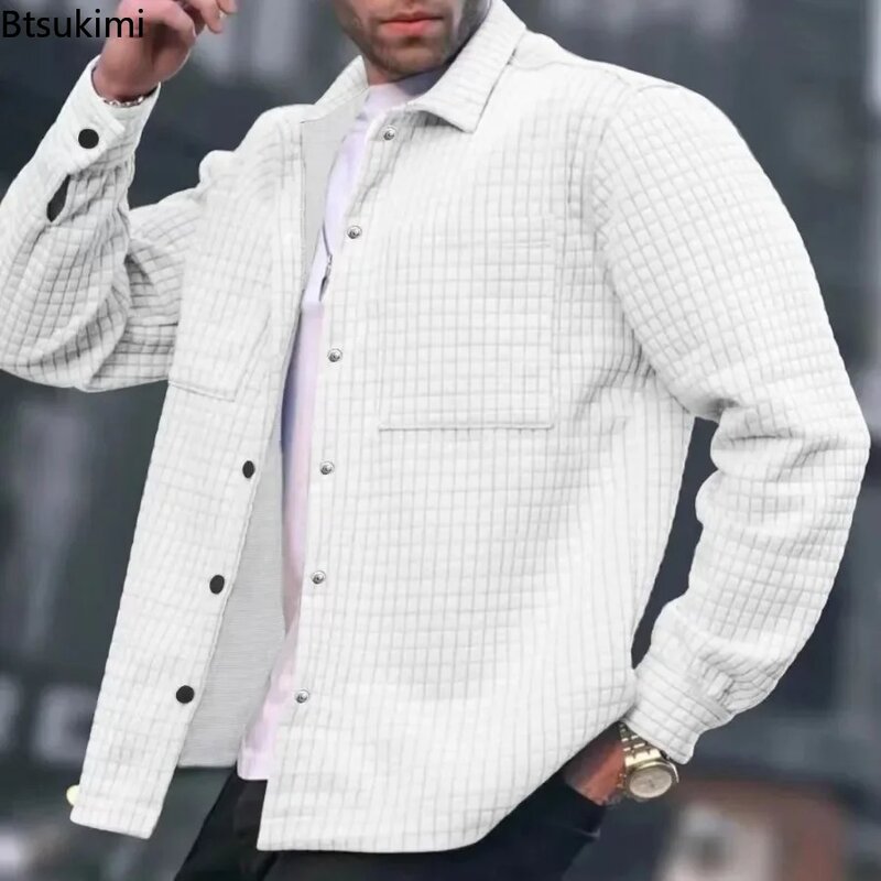 Jaqueta casual com capuz Jacquard masculino, casacos soltos de lapela, cardigã de tendência masculina, tops para roupas masculinas, primavera, outono, 2024