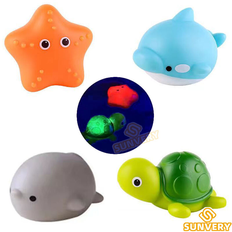 어린이용 발광 물 장난감, 동물 아기 조명 목욕 장난감, 유도 동물 플로팅 물 조명 장난감, 물 놀이 아기 상어 장난감 선물