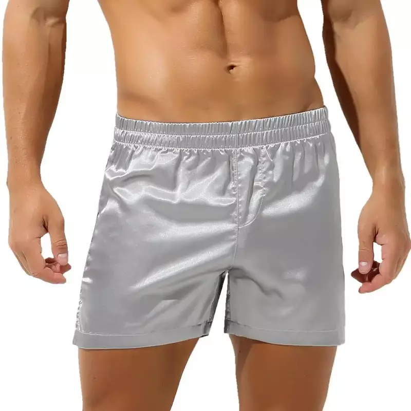 Sexy Home Pijama dos homens, Boxers sedosos, calcinha seta solta, fundos do sono, shorts de lounge macio, roupa interior