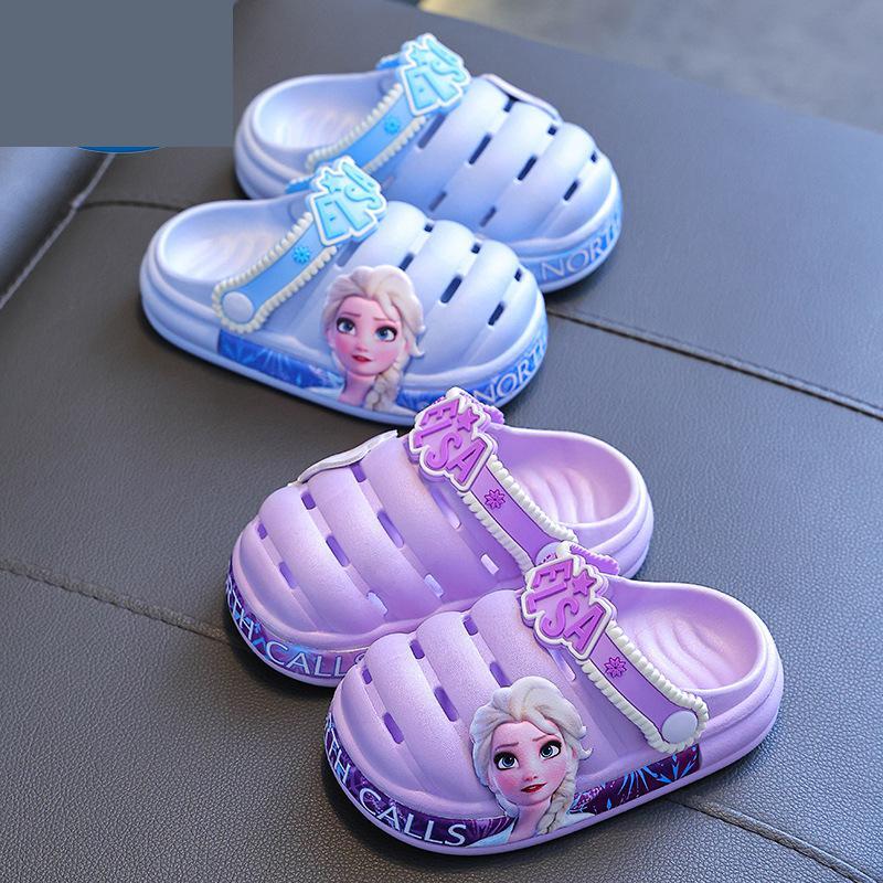 Sandalias y zapatillas de dibujos animados para niños y niñas, zapatos con agujeros de princesa Aisha, antideslizantes, fondo suave, Verano