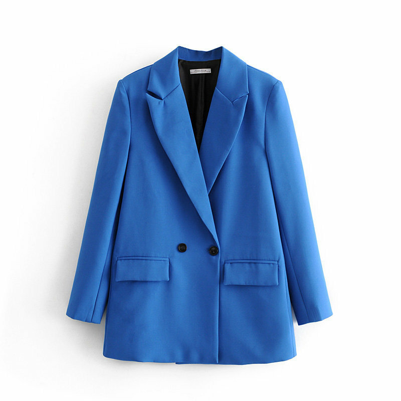 Frauen schicke Büro Dame Zweireiher Blazer Vintage Mantel Mode gekerbten Kragen Langarm Damen Oberbekleidung stilvolle Tops