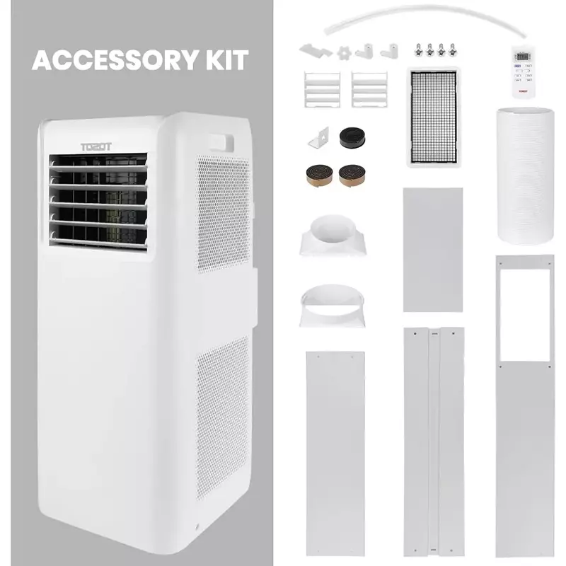 8,000 BTU Air Conditioner Easier to Install, Quiet and 3-in-1 Portable AC, Dehumidifier, Fan for Rooms Up to 250 sq ft, White