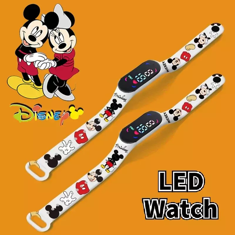 Disney Frozen Mickey Minnie Spiderman Children's Anime Figure Bracelet Wristwatch Cartoon Electronic LED Touch Student Toys Gift