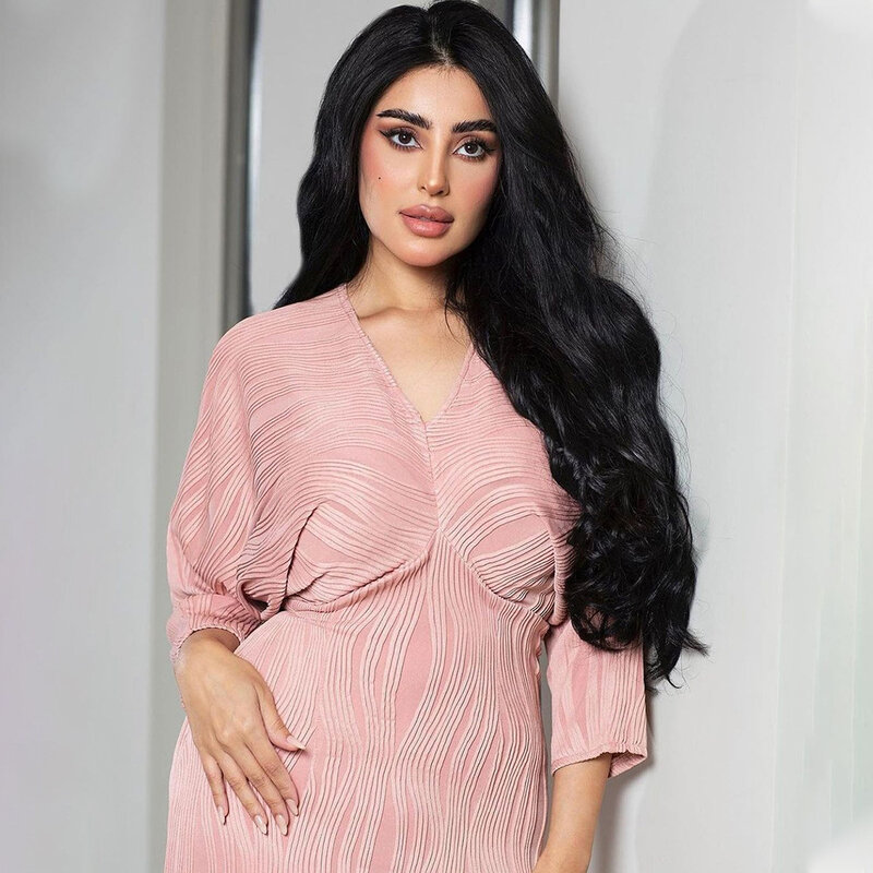 Middle East Dress Fashion Knitted Jacquard Fringe Slim-Fit Hip Wrap Dresses Women Muslim Dubai Abaya Evening Gown Turkey Kaftan