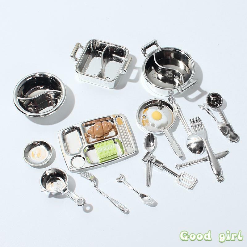 1/12 Dollhouse Simulation Hot Pot Cooking Soup Pot Cookware Model For Doll House Mini Hot Pot Tableware Kitchen Accessories