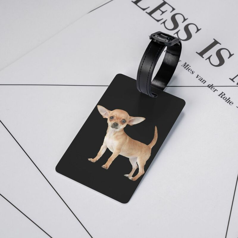 Etichetta per bagagli personalizzata per cani Chihuahua protezione per la Privacy etichette per bagagli etichette per borse da viaggio valigia