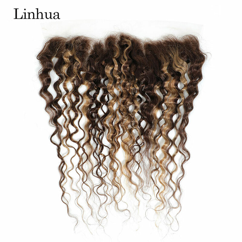 Прозрачные волнистые волосы Llinhua, 13x4, фронтальная подсветка на сетке, P4/27, 4x4, 5x5, кружевные человеческие волосы с эффектом омбре, коричневого, медового, светлого цвета