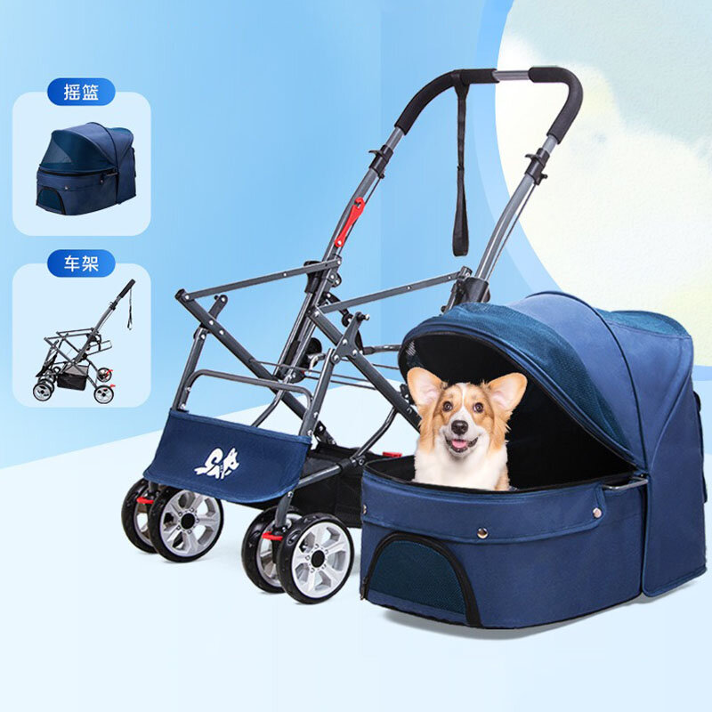 Складная коляска для домашних животных с колесами для кошек и маленьких собак, съемная, животное-компаньон, складная тележка