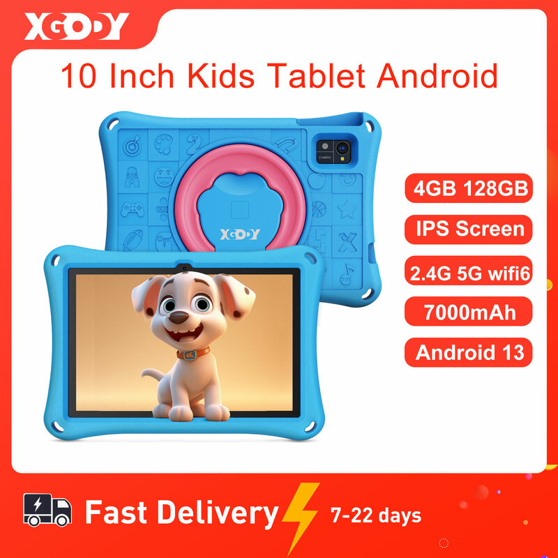 Планшет XGODY на Android, 10,1 дюйма, 4 + 128 ГБ, 7000 мАч