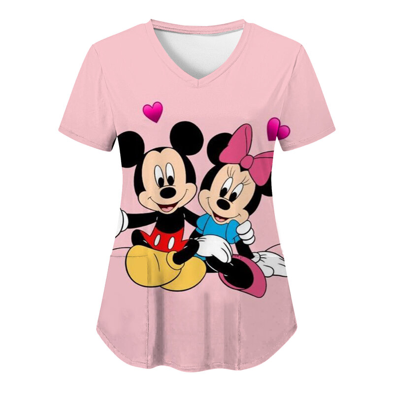 디즈니 Traf 간호 유니폼, 여성 의류, 포켓 탑, 교통 상점, 티셔츠, 코케트 드레스, Y2k 탑, 2024